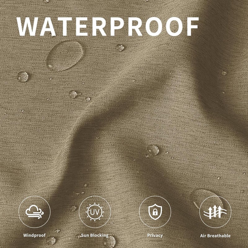 Easy-Going Linen Look Outdoor Curtains Waterproof Windproof Porch Curtains, Soft Thicken Outdoor Privacy Curtains for Patio, Gazebo, Grommet Top and Tab Bottom Drape, 1 Panel, 110x84 inch, Khaki - Image 2